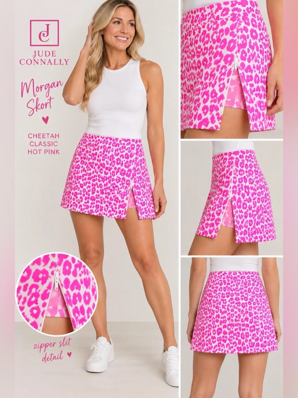 NWT Jude Connally Hot Pink Cheetah Print Mini Skort Size M